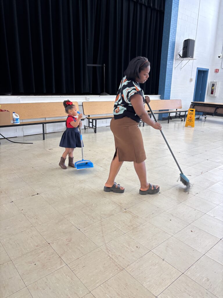 children helping at co-op